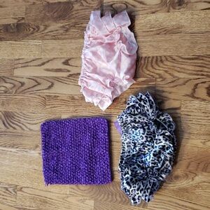 (12-18M) Big Dreamz Satin Ruffle Leopard Print Polka Dot Tube Top and Bottoms